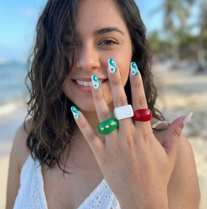 Anillos de Boda Cristianos Geométricos Modernos para Mujer, Joyería de Resina Acrílica, Color Verde, Rojo, Blanco, Coloridos, para Fiestas - Product Image 1