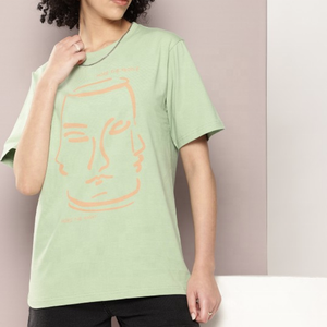 T-shirt en coton imprimé surdimensionné pour femmes, manches courtes, col rond, décontracté, mode streetwear, t-shirts - Product Image 1