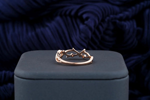 แหวนแต่งงานแบบเปิดประดับเพชรทรงเหลี่ยมในตัวเรือนโรสโกลด์ - Product Image 4