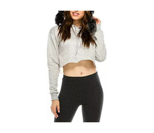 Custom <b>Cropped</b> <b>Zip</b> <b>up</b> Hoodie Women Designer Fleece Hoodie High Quality Cotton Crop Top Wholesale Hoodie for Women - Product Image 1