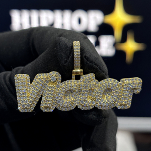 Custom Victor <b>Name</b> Letter Pendant 925 Sterling <b>Silver</b> VVS Moissanite Fully Iced Hip Hop Rhodium Gold Plated <b>Necklace</b> Charm - Product Image 1