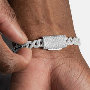 Luxury Cross Link Moissanite Bracelet 925 Sterling Silver VVS Moissanite Religious Hip Hop Bracelet For <b>Men</b> Women - Product Image 2