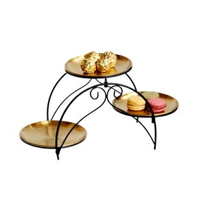 Modern Metal Wrought Iron Gold 2 Tier <b>Cake</b> Cupcake Tray <b>Stand</b> Decorative <b>Afternoon</b> <b>Tea</b> Dessert Server Holder - Product Image 4