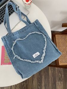 <b>Beach</b> Use And Market <b>Large</b> Capacity Light Blue Denim Cotton Canvas Tote <b>Bag</b> For Women Travel Shopping Shoulder Tote <b>Bag</b> Bulk - Product Image 6