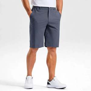 Men's Gray <b>Canvas</b> <b>Plain</b> Dyed Summer Knitted Shorts High Waist Drawstring Casual Breathable Quick Dry Midweight - Product Image 1