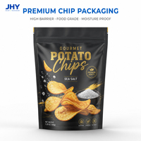 Op maat bedrukte aluminiumfolie chipsstandpouches, voedselveilige snackverpakking met ritssluiting