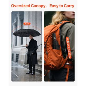 Ombrello da Viaggio Portatile 42 Pollici con Apertura e Chiusura Automatica, Leggero, Resistente, Flessibile in Fibra di Vetro, Compatto e Pratico - Product Image 3