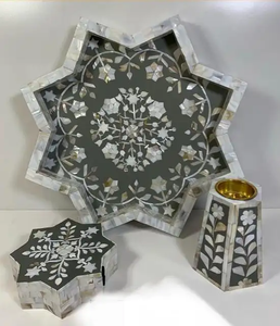 Ensemble de brûleur à bakhoor PearlLuxe Heritage, fait main, incrustation de nacre, mosaïque de coquillages, porte-encens pour décoration de maison de luxe - Product Image 3