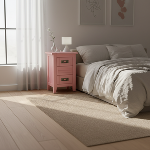 Table basse moderne et durable avec 2 tiroirs, en bois d'hévéa blanc et MDF, meubles de salon, marque PKP, rose - Product Image 2