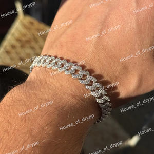 Pulsera Cubana de Plata 925 con Incrustaciones de Diamantes Moissanite Blancos para Uso Diario Unisex - Product Image 4
