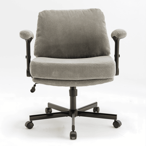 Sedia da Ufficio Comoda con Seduta Incrociata, Cuscino Spesso e Seduta Larga, Braccioli Girevoli Regolabili e Ruote - Product Image 1