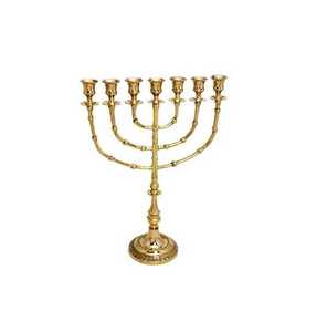 Ménorah dorée de style moulé pour villas, synagogues, temples, éclairage de table, utilisation décorative, porte-bougie de Hanouka - Product Image 3