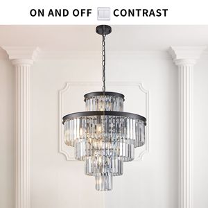 Lampadario di cristallo moderno di lusso nero 23.6 pollici lampada a sospensione per sala da pranzo camera da letto soggiorno - Product Image 6