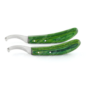 Custom Knife Equine Grooming Curved Hoof Blade Hoof Shear Single <b>Edged</b> Hoof <b>Trimming</b> Knife with <b>Wooden</b> Handle Horse Farrier Tool - Product Image 1