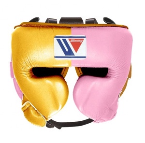 Winning Boxing Helmet Full Face Protection High Quality Genuine Leather Golden Red MMA <b>Training</b> <b>Head</b> Protector - Product Image 4