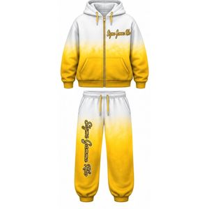 ชุดวอร์มผู้หญิงลายไทได สีขาวทอง ยี่ห้อ Sigma Gamma Rho เสื้อฮู้ดดี้โอเวอร์ไซส์ กางเกงขายาว ชุดลำลองสไตล์กรีก สำหรับชมรมนักศึกษา  แบบสั่งทำพิเศษ สตรีทแวร์ - Product Image 1