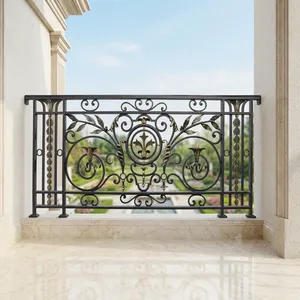 Barandilla de Balcón de Hierro Fundido Europeo con Diseño de Flor de Lis, Resistente al Óxido, Panel Decorativo de Pared - Product Image 6