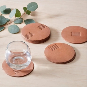 Custom Logo Luxury PU Leather Drink Coaster Set with Holder Waterproof Non Slip Round Beverage Coaster <b>Mat</b> for <b>Bar</b> Hotel Coaster - Product Image 2