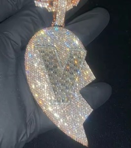 Pendentif Hip Hop de luxe en argent 925 plaqué or 18K, Moissanite VVS de forme irrégulière, certifié, avec lettre de nom personnalisée, passe le test du diamant - Product Image 2