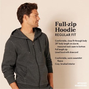 Sweat-shirt à capuche zippé gris foncé pour homme, coupe classique, décontracté, pour l'automne, en tissu French Terry, avec poches. - Product Image 5
