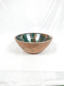 Bol décoratif artisanal en bois indien avec travail Meena, motif floral, pour table à manger et décoration intérieure - Product Image 3