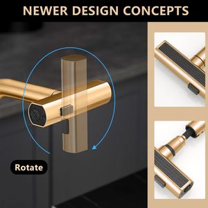 Rubinetto da cucina in nichel oro con doccetta estraibile, design a barra a foro singolo, rubinetti da cucina eleganti - Product Image 4