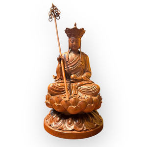 Estatua de Ksitigarbha Bodhisattva Tallada en Madera de Huong de un Solo Bloque, Diseño Feng Shui, Marca Tam Viet, Modelo A170, Origen Vietnam - Product Image 1