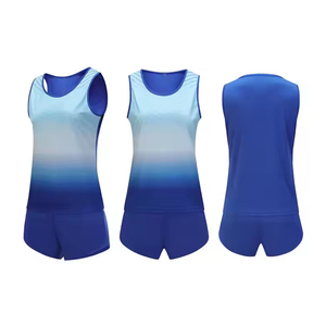 Ensemble débardeur de tennis sans manches bleu dégradé pour femme – Anti-humidité, respirant, séchage rapide, coupe ajustée – Tenue de sport estivale - Product Image 5