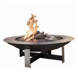Compact outdoor iron fire pit with rustic finished and spark arrestor for <b>small</b> gardens patios and porches - Product Image 3