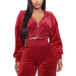 Survêtement en velours pour femme Logo personnalisé Survêtement en velours Survêtement de jogging Survêtement en velours pour femme 2026 - Product Image 1