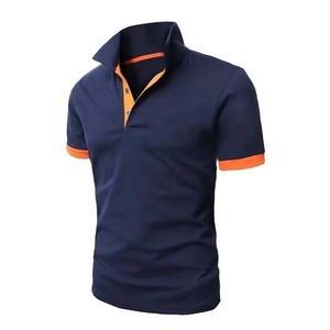 เสื้อโปโลชายผ้าฝ้ายระบายอากาศดี ขายดีที่สุด แขนสั้น คอปกสีตัดกัน สไตล์ไฮสตรีทสำหรับฤดูร้อน - Product Image 2