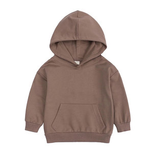 Sweat-shirt à capuche de couleur unie pour bébés garçons, manches longues, décontracté, en coton mi-lourd avec poche avant, vêtements d'automne - Product Image 2