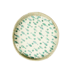 Bandeja redonda de estilo bohemio de mimbre marino con incrustaciones de nácar, bandeja para servir para sala de estar y cocina, hecha en Vietnam. - Product Image 3