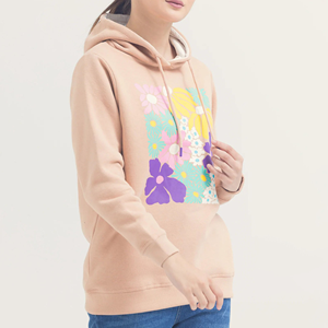 เสื้อสเวตเตอร์มีฮู้ดพิมพ์ลายดอกไม้สำหรับผู้หญิงแขนยาวผ้าฝ้ายถักเส้นใยไม้ไผ่ระบายอากาศได้สวมใส่ได้ในฤดูใบไม้ผลิ - Product Image 4