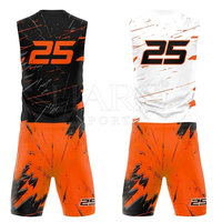 Seragam Flag Football Custom Depan Berbahan Moisture-Wicking dan Breathable, Set Jersey Tanpa Lengan dan Celana Pendek, Cetak Heat-Transfer, Pakaian Tim 7v7