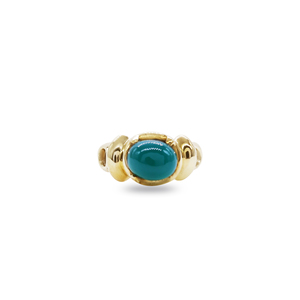 Anillo Étnico Ovalado de Ónix Verde con Piedra de Nacimiento de Mayo en Latón Chapado en Oro - Product Image 1