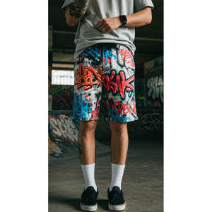 Short de bain pour hommes avec logo personnalisé en coton noir décontracté uni avec motif solide-Vente en gros d'impression numérique - Product Image 3