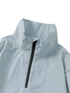 Men's Light Blue Casual Printed Two-Piece <b>Set</b> Breathable Fleece Quick Dry Polyester Jacket and Shorts Autumn Wear - Product Image 3