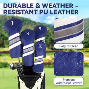 Funda Protectora para Cabeza de Palo de Golf con Logotipo Personalizado, Nuevo Diseño, Resistente al Agua, Material de Cuero PU, Cierre Elástico, Patrones Bordados - Product Image 4