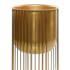Modern Eco-Friendly Brass Square <b>Flower</b> Pots Set with Galvanized Finish and <b>Wire</b> Stand for Indoor Plant Decor - Product Image 4