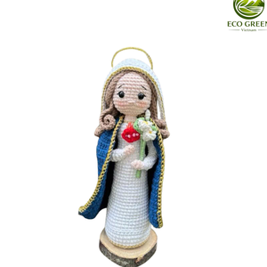 Poupée amigurumi de la Nativité catholique, Vierge Marie et bébé Jésus faits à la main, décoration de Noël au crochet, cadeau - Product Image 6