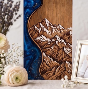 Handcrafted Personalized Urn for Human Ashes - <b>Memorial</b> <b>Keepsake</b> Pet Urn - Rosewood Resin Mountains Urn <b>box</b> - Product Image 3