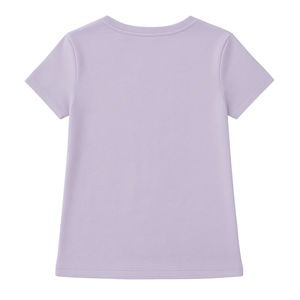 T-shirt pour femme à manches courtes, col en V, couleur lilas pastel, en polyester/coton, pré-rétréci, certifié GOTS, respirant, coupe ajustée, qualité supérieure - Product Image 2