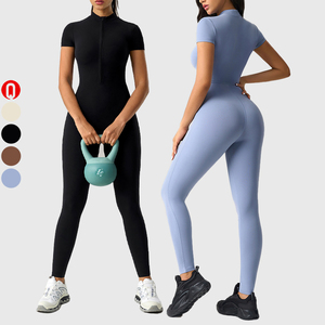 ชุดออกกำลังกายสำหรับผู้หญิง เสื้อแขนยาว กางเกงเลกกิ้งเอวสูง ชุดโยคะ 2 ชิ้น - Product Image 1