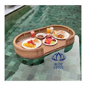 Bandeja Flotante de Ratán 2026, la Más Vendida, para Servir Bebidas en la Piscina y Decoración de Resorts, Tejido Resistente, Seguro y Limpio - Product Image 1