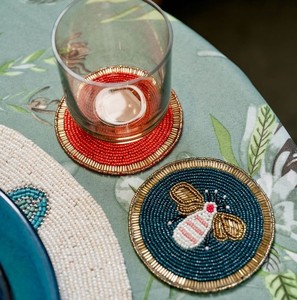 Handmade Premium Seed <b>Bead</b> Embroidered <b>Coaster</b> Set Wholesale Table Protection Mats For Dining And Coffee Tables Decoration - Product Image 6