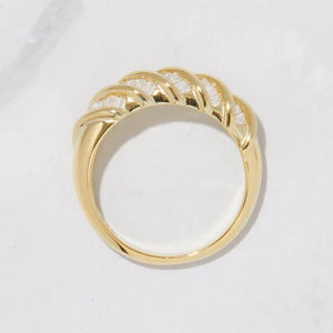 Luxury Baguette Cut Twist <b>Dome</b> 925 Sterling Silver Zircon Diamond Croissant Style Engagement <b>Ring</b> Channel Setting Wedding Party - Product Image 3