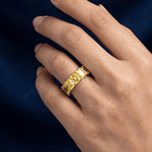 lab grown <b>diamond</b> <b>ring</b> yellow <b>diamond</b> eternity band radiant cut full eternity <b>ring</b> luxury wedding band for women - Product Image 6