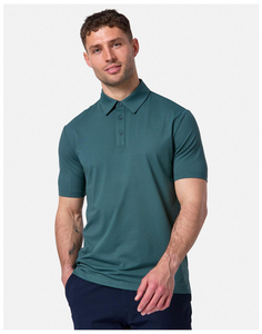 เสื้อโปโลผู้ชายสีเขียวอมฟ้า แขนสั้น ทรงปกติ สวมใส่สบาย สีพื้น ผ้าทอ - Product Image 3