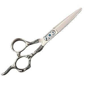 Ciseaux de barbier professionnels, lames en acier inoxydable, pointe arrondie, poignées en céramique et acier inoxydable, ciseaux de salon pour droitiers - Product Image 5